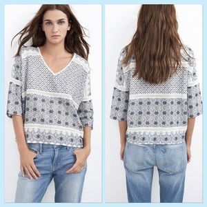 Stunning Blue Lizbeth Jaipur Voile Dolman Top NWT